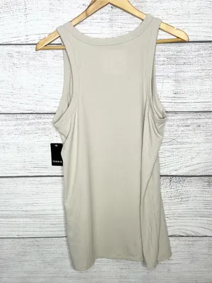 NWT Torrid Super Soft Ribbed High Neck Sleeveless Tank Top Size 2X Cream Gray thumbnail 7