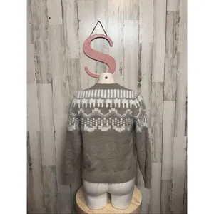 Grege Gray Fair Isle Knit Sweater Size S Cozy Winter Pullover thumbnail 3