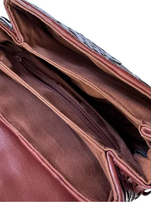 Dillards Woven Leather Cognac Brown Crossbody Bag Fisherman thumbnail 8