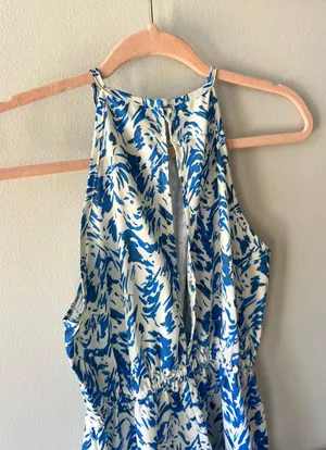 Blue Allover Print Halter Neck Romper Size Small/4 thumbnail 16