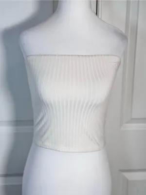 American Eagle Soft & Sexy Ribbed Tube Top S White Strapless Crop Y2K Going Out thumbnail 1