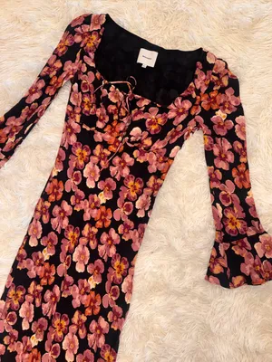 NEW Reformation Kiley Floral Print Long sleeve Midi Dress sz 8 thumbnail 6
