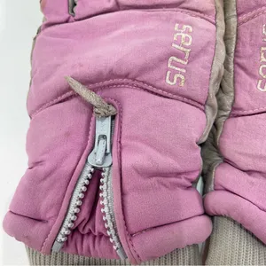 Vintage Serus Winter Ski Snow Mittens Gloves Cowhide Leather Grey Pink Women M thumbnail 6