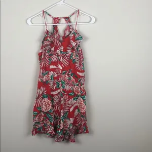 Red Ruffle Romper Tropical Floral thumbnail 8