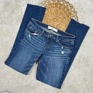 Abercrombie & Fitch The A&F Skinny Jeans Mid-Rise Distressed Raw Hem Size 28x35 thumbnail 1