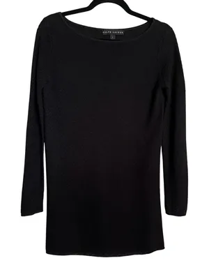 Ralph Lauren Black Label Sweater Textured Knit‎ Black Linen Blend Women's Small thumbnail 1