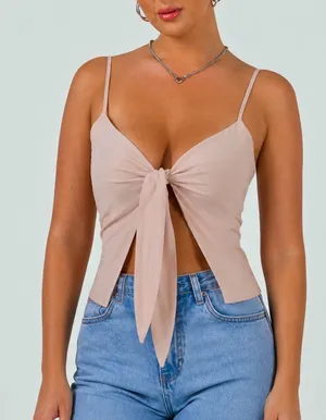 Princess Polly Dusty Pink Front-Tie Cami thumbnail 1