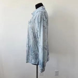 Blue Floral Blouse Top Linen Feel Pastel Lightweight Cottagecore Grandmacore L thumbnail 7