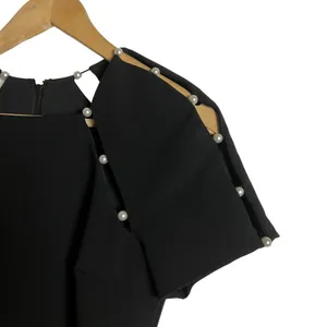 Alice + Olivia Kristiana Pearl Embellished Fitted Black Sheath Mini Dress Size 2 thumbnail 4