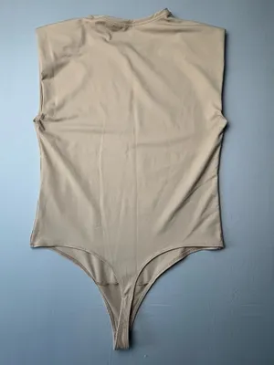 Abercrombie Beige Sleeveless Bodysuit XL Soft Stretch Minimalist Neutral Top thumbnail 6