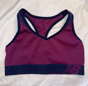 New Balance Plum Navy Racerback Sports Bra yoga gym pullover no pads thumbnail 1