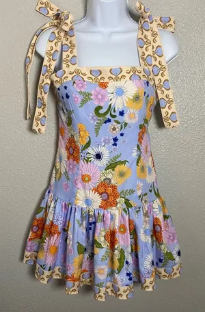 Madewell x Aqua Bendita Joaquina Mini Dress XS Colorful Ruffle Feminine Bow thumbnail 1