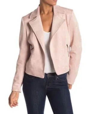 Philosophy Suede Light Pink Moto Jacket Women’s Sz‎ Small thumbnail 1