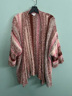 J Jill Dolman Nubby Pink Brown Marled Striped Spring Cardigan Sweater Sz M thumbnail 1