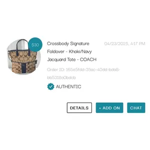 COACH Crossbody‎ Signature Foldover - Khaki/Navy F23304 Jacquard Tote thumbnail 16