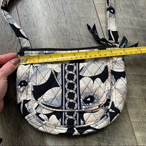 Vera Bradley Retired Camillia Saddle Crossbody Bag Purse Black Grey Floral thumbnail 9