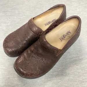 Alegria PG Lite KEL 433 Sz 40 Brown Embossed Leather Clogs Comfort Slip On Shoes thumbnail 3