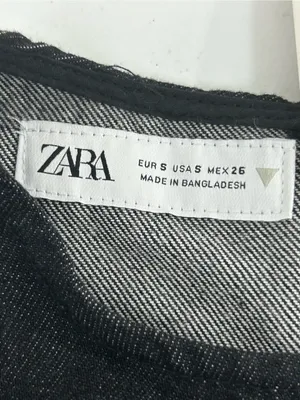 Zara Side Cut Out Black Denim Dress Size S NWT thumbnail 10