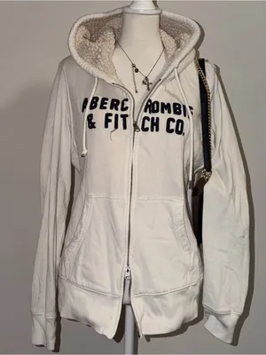 2000s vintage style Abercrombie & Fitch double zip up sherpa lined hoodie thumbnail 1