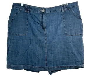 Karen Scott Woman Blue Denim Skort 16W Medium Wash‎ Stretch Mini Skirt Shorts thumbnail 1