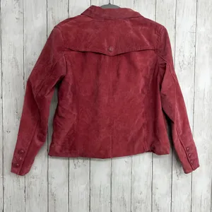 Motto Genuine Suede Leather Pink Trucker Jacket Western Button Front Chore Coat thumbnail 2