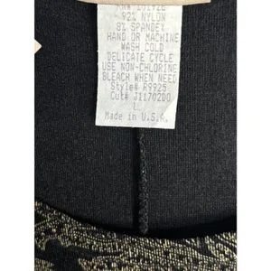Susan Lawrence Paisley Maxi Dress Size Large Vintage Black Gold Short Sleeve NWT thumbnail 5