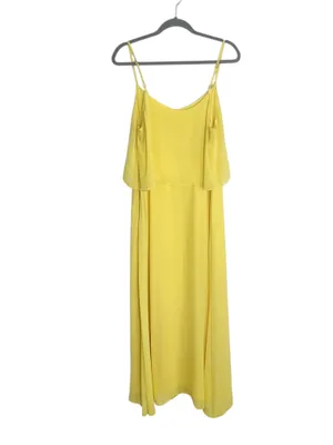 Gianni Bini Yellow Chiffon Maxi Sundress Size 10 Flaw thumbnail 2
