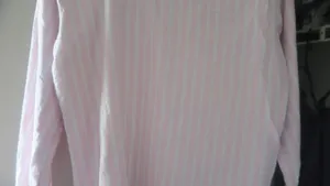 Victoria's Secret vertical stripe sleep shirt top in pink and white size XS. thumbnail 9