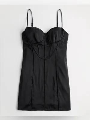NWT Hollister Social Tourist Satin Corset Mini Dress - Black - XS thumbnail 2