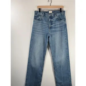 ANINE BING Jeans Nordic Blue Roy Organic Cotton Relaxed Straight Split Hem 30 thumbnail 5