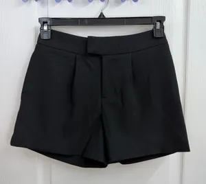 NEW A New Day black Ebony‎ pleated stretch pocket shorts casual high waisted 2 thumbnail 1