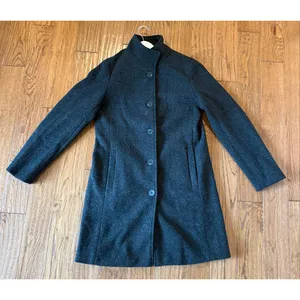 Chartou grey wool blend funnel neck peacoat size small Gray thumbnail 6