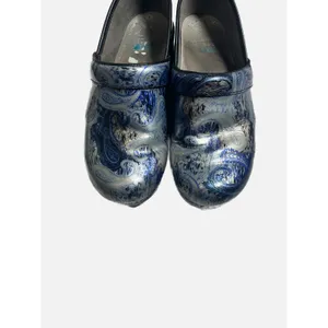 Dansko Professional Clogs Womens 38 Blue Paisley Patent Leather Comfort Nursing thumbnail 3
