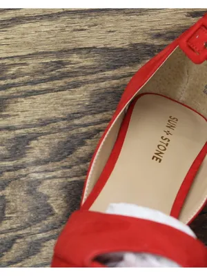 Sun Stone Block Heel Platform Sandals with Ankle Strap 10018613300 Red Micro 10M thumbnail 6