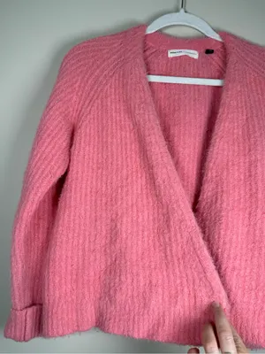 Sleeping On Snow By Anthropologie Pink Ribbed Fuzzy Open Cardigan S thumbnail 8