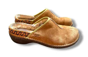 UGG Tasmina Clogs Womens 8 Chestnut Suede Shearling Lined Mules 5177 thumbnail 1