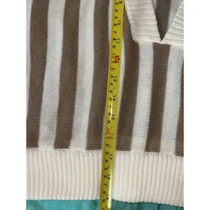 Honey Belle Sweater Womens Med Crop Top Tight Knit Brown & Ivory thumbnail 15
