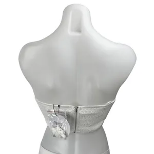 NEW Princess Polly White Strapless Sleeveless Bandeau Cutout Crop Top Size 4 thumbnail 2