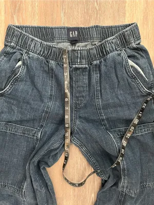 Gap Womens Wide Leg Jeans Medium Dark Wash Denim Easy Cargo Jean Pull On Utility thumbnail 10