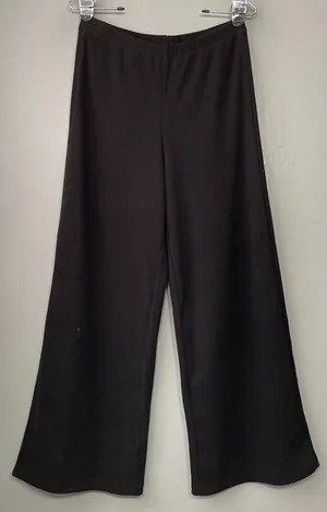 Hem & Thread Wide Leg Pants Size Small Black Ribbed Knit Artsy Lagenlook Witchy thumbnail 1