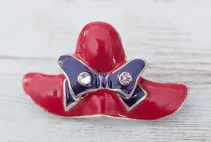 Vintage Brooch - Red Hat with Purple Bow - One Missing Gem thumbnail 1