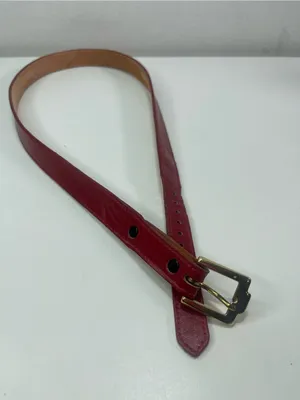 Justin Boots Women's 34 Red Leather Belt Skinny Top Grain Cowhide USA Western thumbnail 2