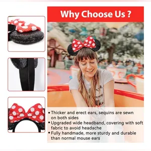 Disney NEW Mouse Ears Headbands Sequin Cosplay Costume Halloween thumbnail 6