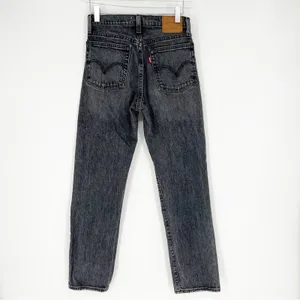 Levi's‎ Wedgie Straight Jeans Women's Size 24 Washed Black High Rise Denim thumbnail 2