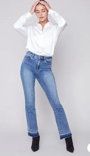 Bootcut Jeans with Contrast Cuff Blue Size 4 thumbnail 3