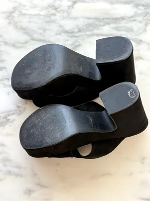 Qupid Black Faux Suede Crisscross Platform Slide Sandals • Sz 8.5 thumbnail 6
