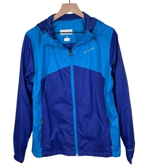 Columbia Women's Omni-Shield Rain Jacket Windbreaker Size XL Blue Colorblock thumbnail 1