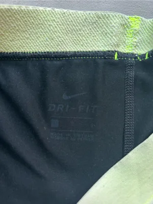 Nike Women's Black Bike Shorts with Lime Waistband thumbnail 2
