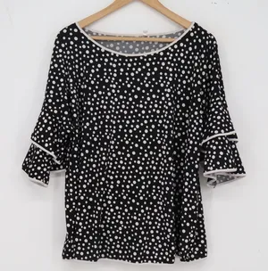 Unbranded Top Womens 2X Black Polka Dot Ruffle Sleeve Excellent thumbnail 1