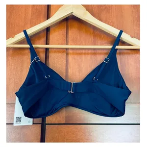 Quince Italian V-Neck Bikini Swim Top Deep Navy Blue Size Small NEW thumbnail 4
